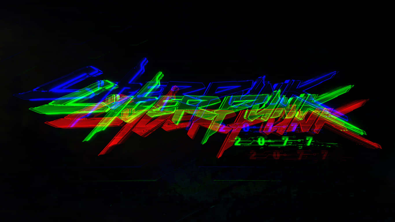 Cyberpunk 2077, neon cyberpunk text, pitch-black background, HD Desktop Wallpaper