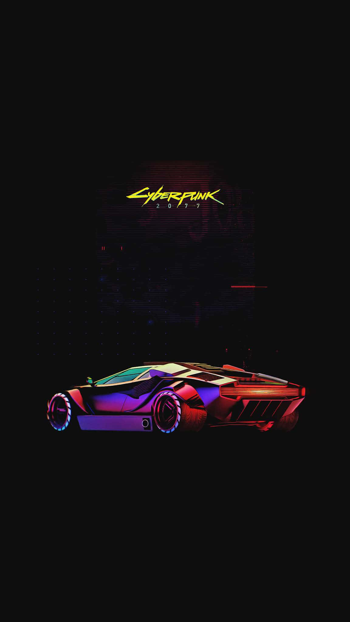 Cyberpunk 2077, neon-lit cyberpunk sports car, dark digital backdrop, Full HD Phone Wallpaper