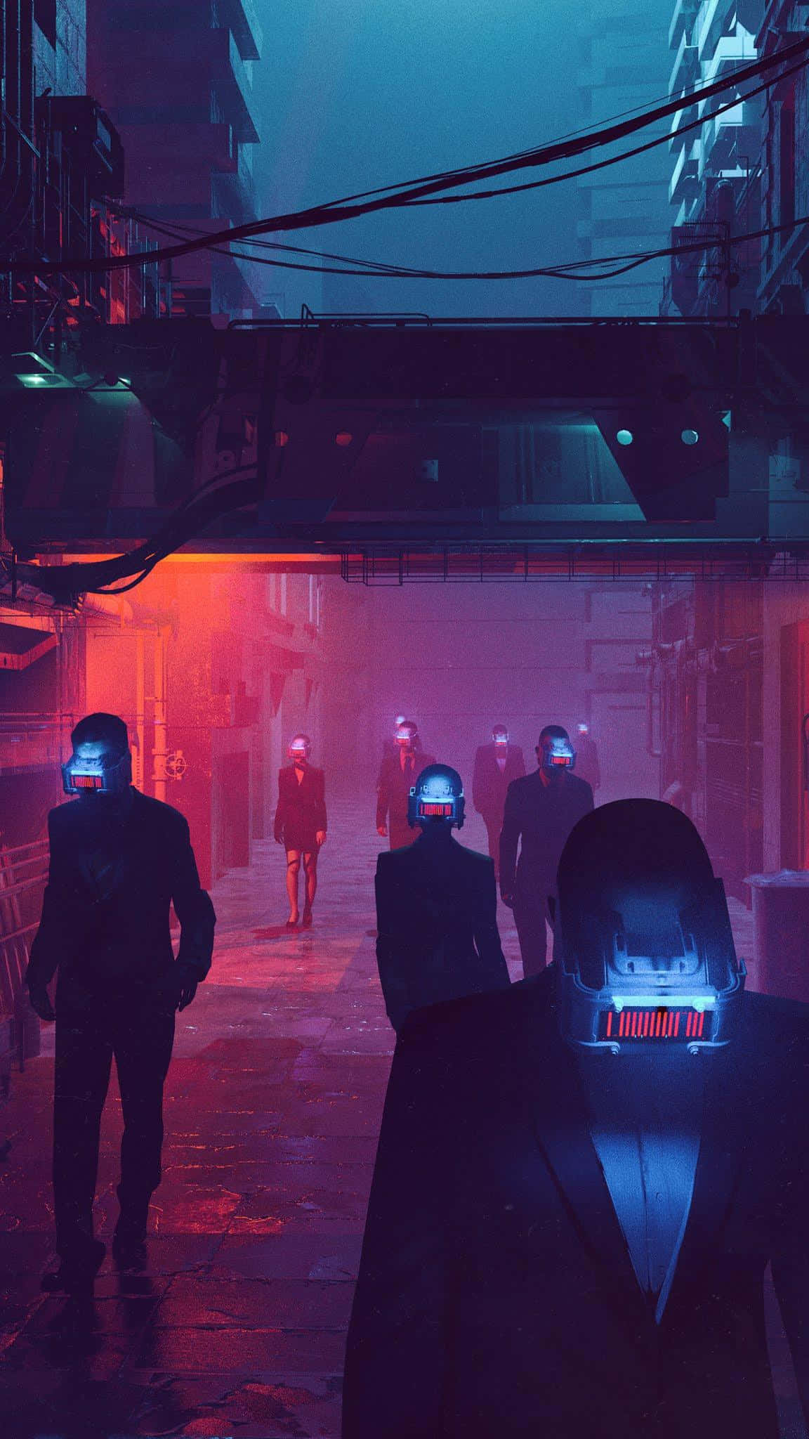 Cyberpunk 2077, neon-drenched, rain-soaked alleyway, Full HD Phone Wallpaper
