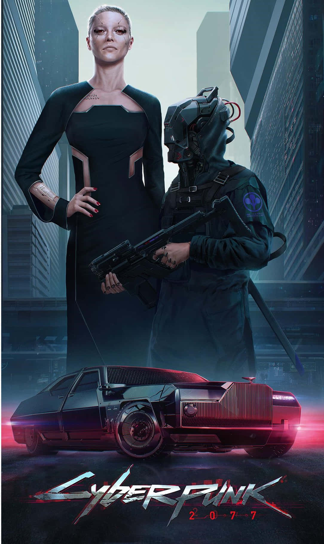 Cyberpunk 2077, elegant woman, armed guard, HD Phone Wallpaper