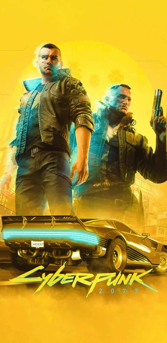 Cyberpunk 2077, neon car, radiant yellow sun, HD Phone Wallpaper