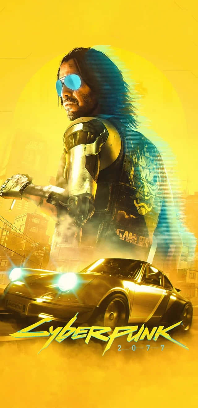 Cyberpunk 2077, glowing blue sunglasses, cybernetic arm, HD Phone Wallpaper