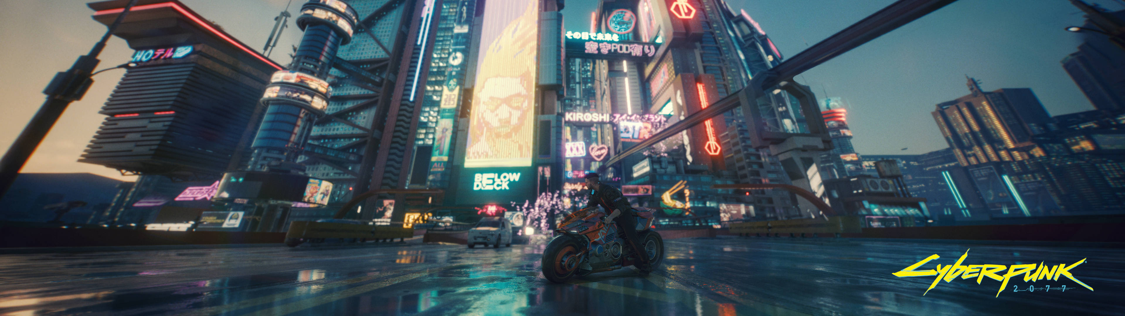 Cyberpunk 2077, 3840x1080 4K, motorcycle, 2K Desktop Wallpaper