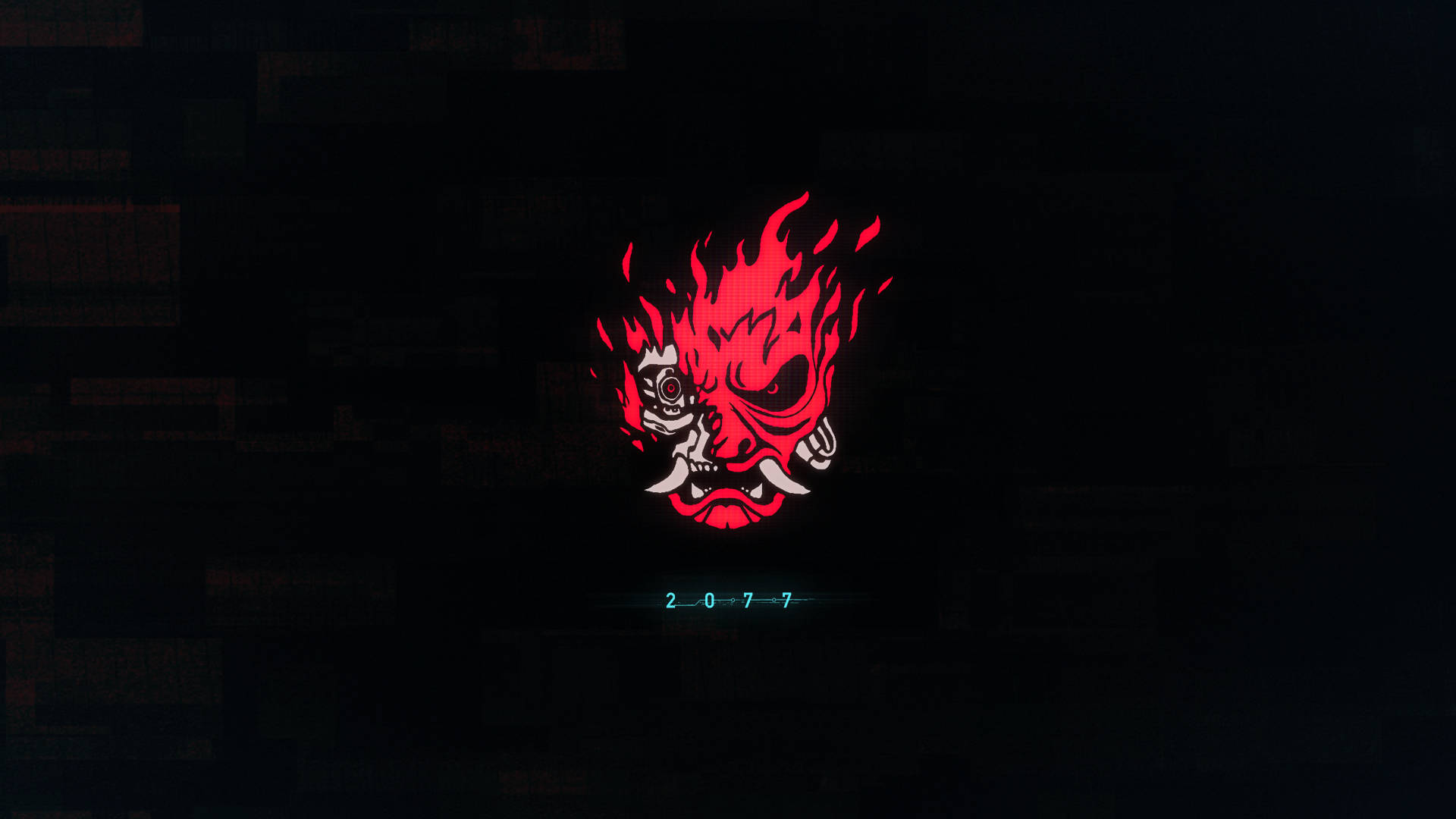 Cyberpunk 2077, demonic mask, glowing red, Full HD Desktop Wallpaper