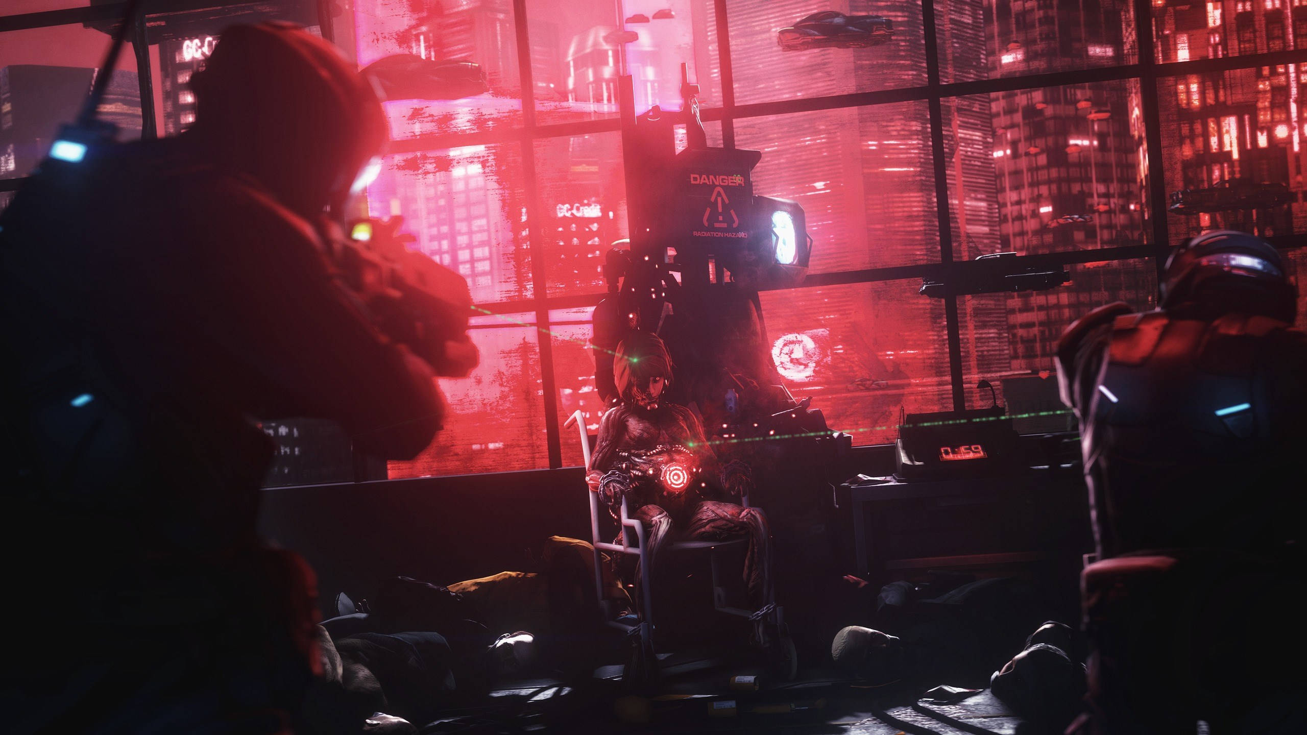 cyberpunk, 2560x1440, neon towers, 2K Desktop Wallpaper
