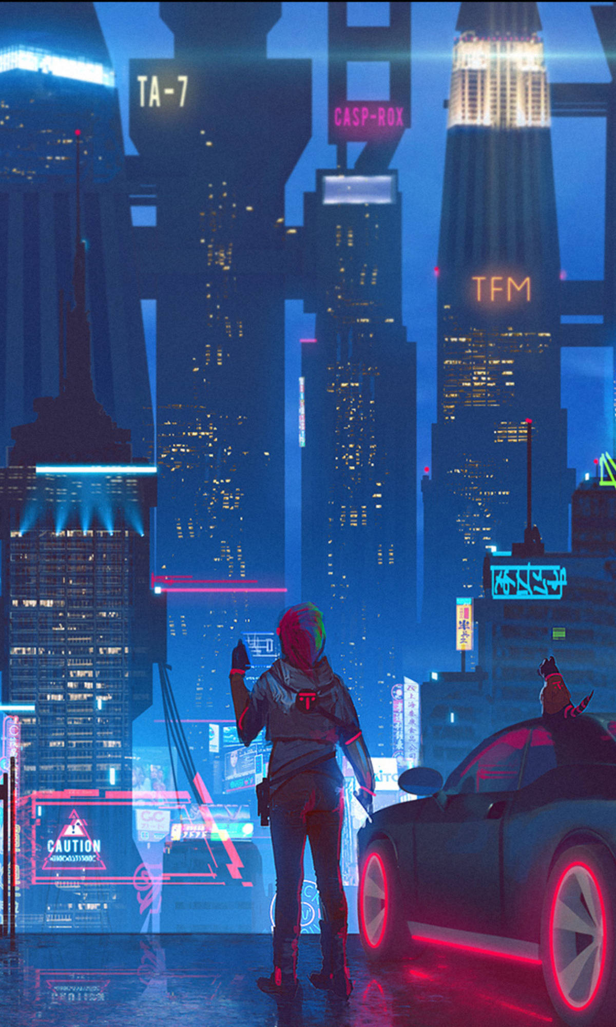 Night City, Cyberpunk 2077, neon-drenched, Full HD Phone Wallpaper