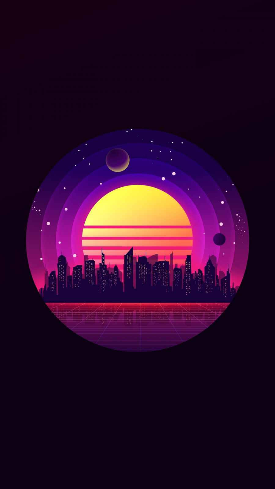 Futuristic City Sunset, Cyberpunk iPhone X, circular portal, HD Phone Wallpaper