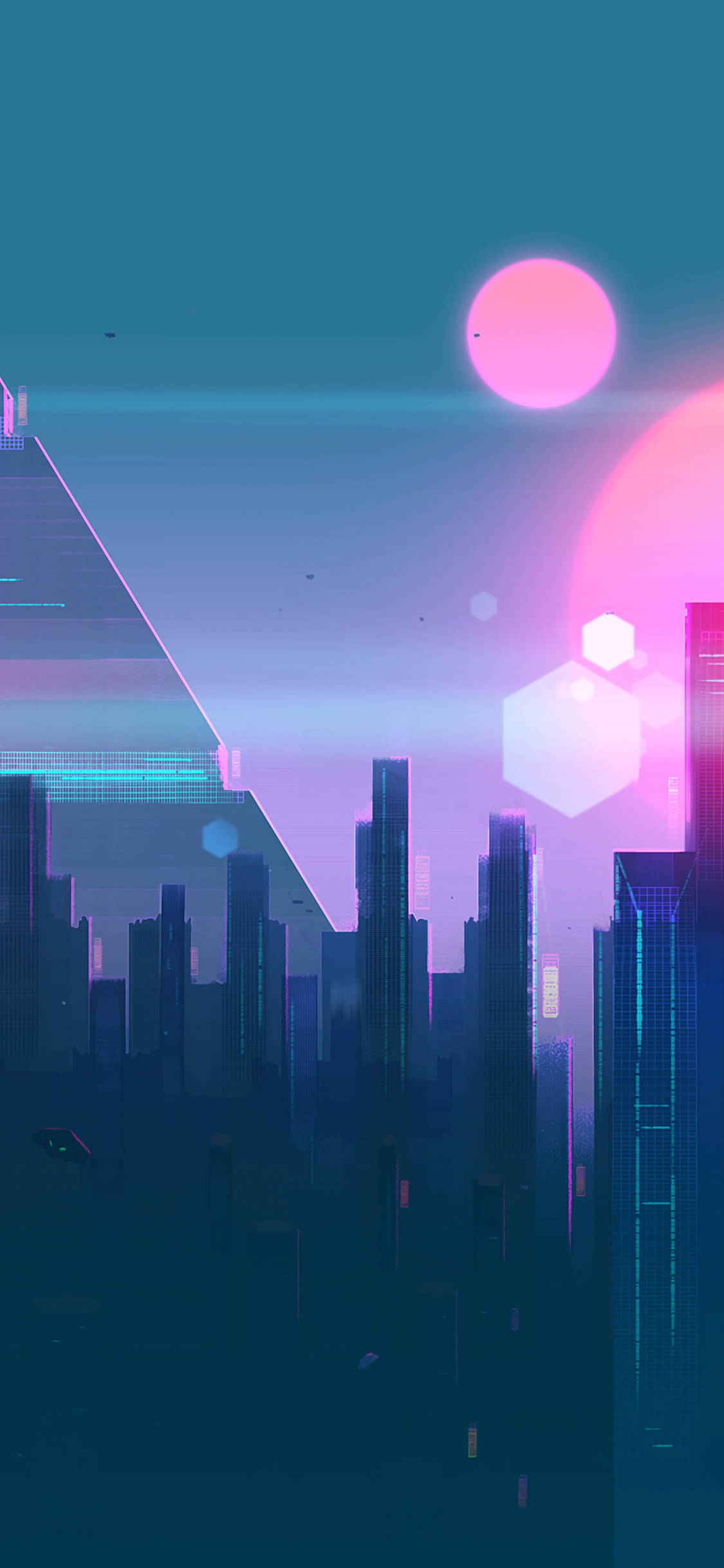 Cyberpunk iPhone X, neon-drenched, dusk, Full HD Phone Wallpaper
