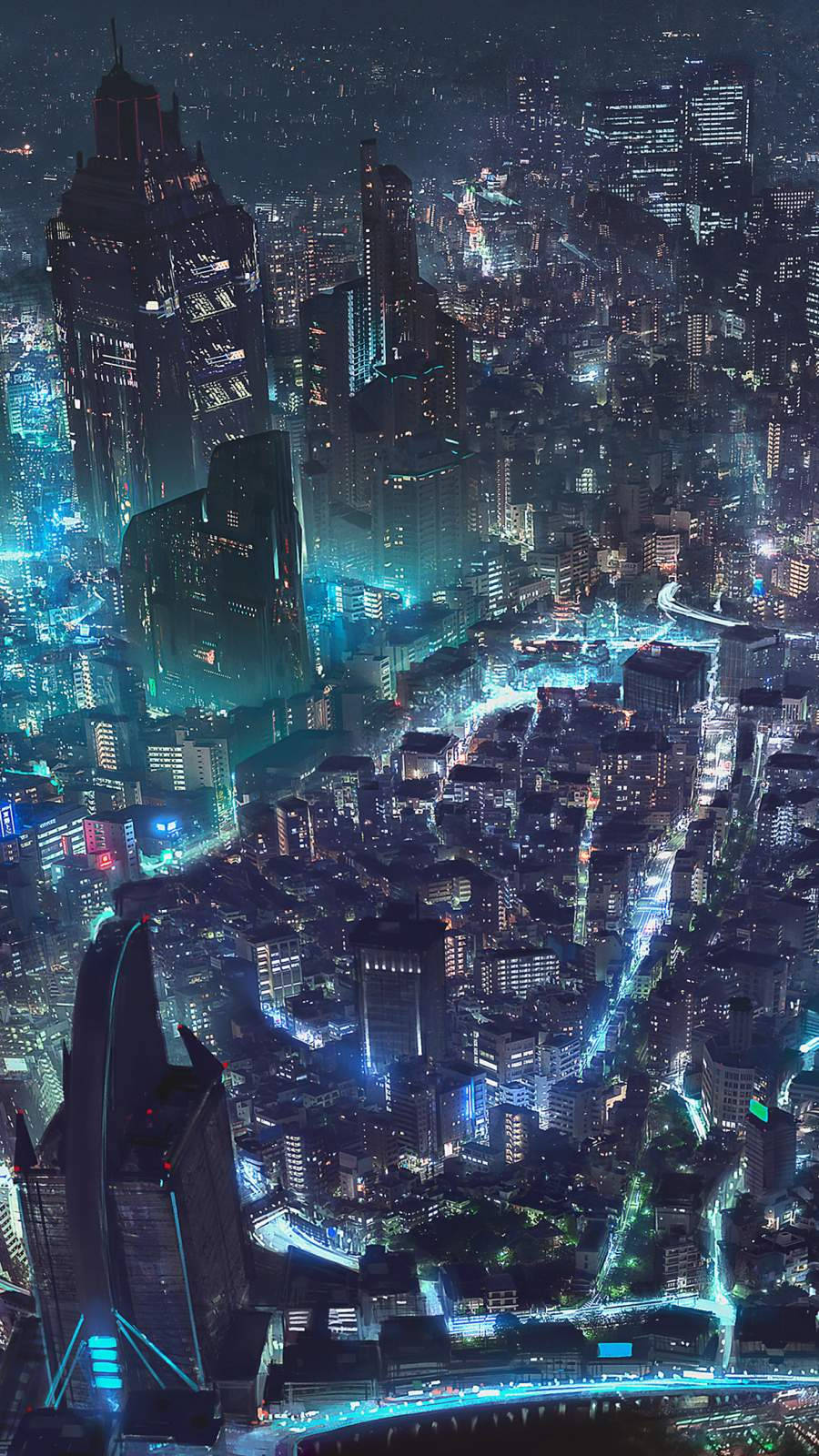 Aerial Cityscape, Cyberpunk, iPhone X, HD Phone Wallpaper