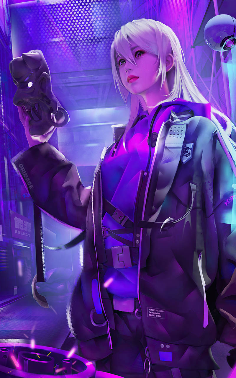 Cyberpunk iPhone, female mask, white hair, HD Phone Wallpaper