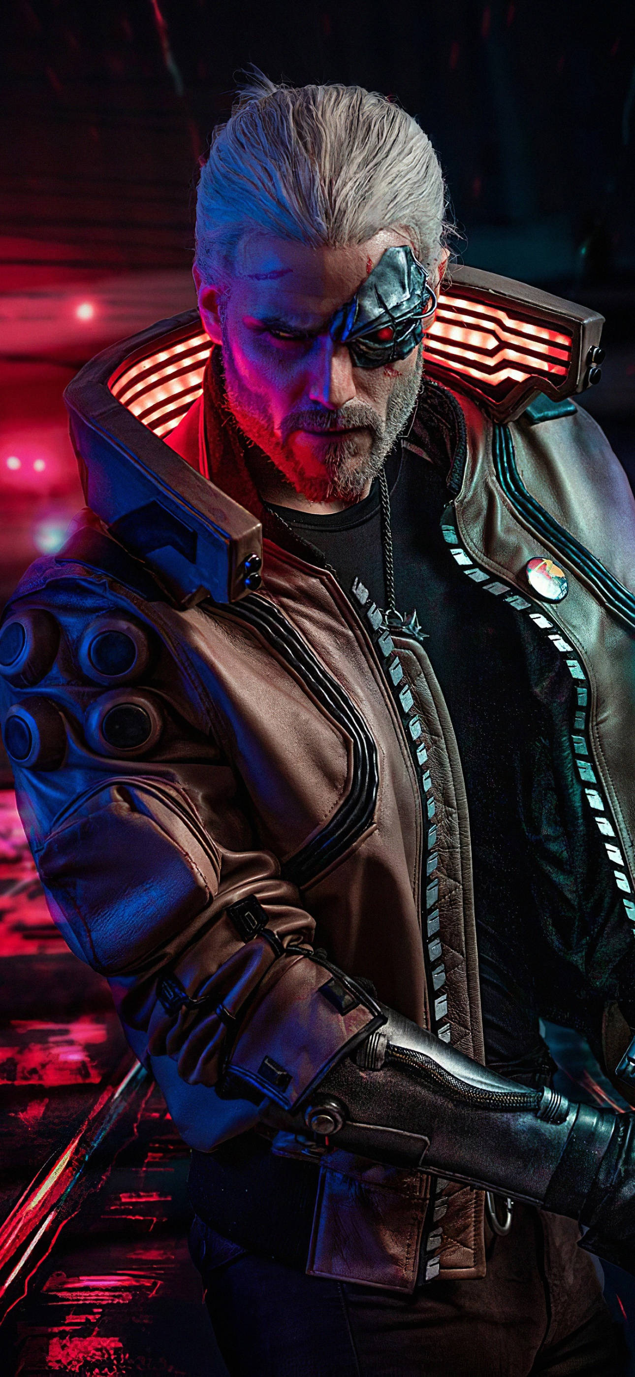 Cyberpunk iPhone, eyepatch, cybernetic eye, 2K Phone Wallpaper