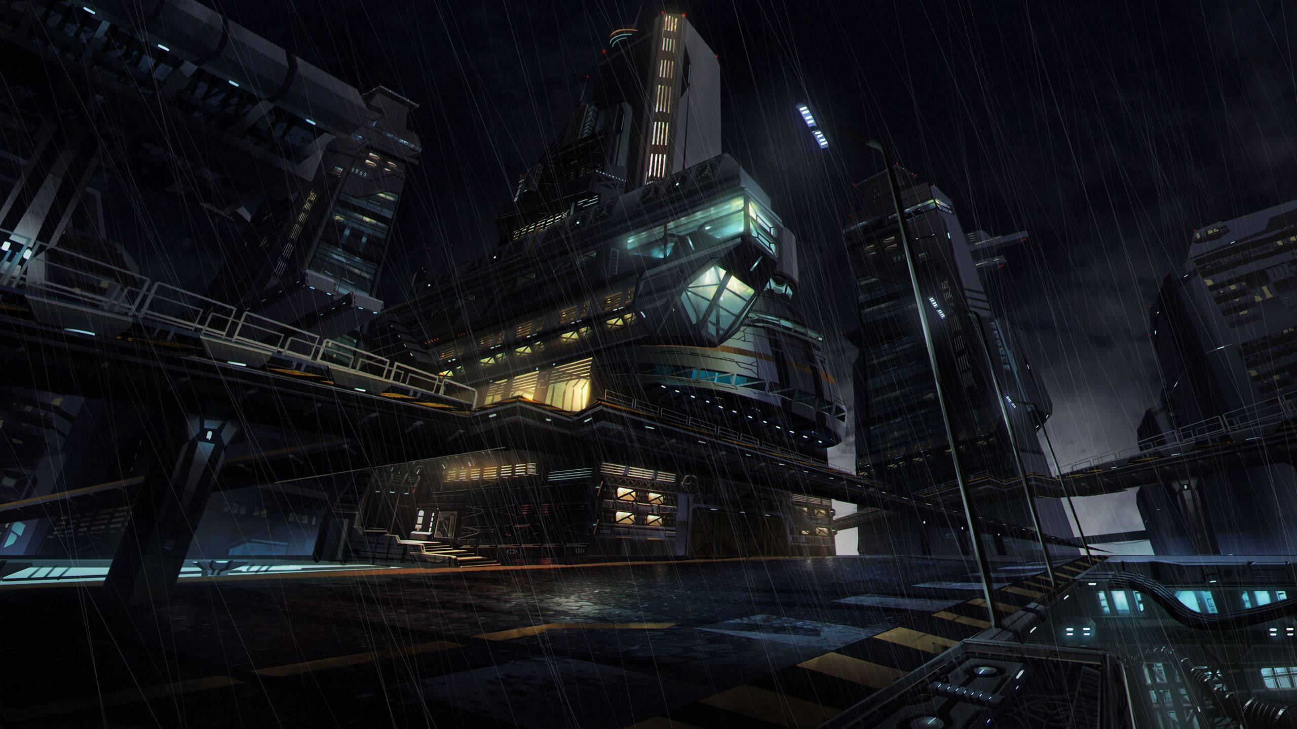 Cyberpunk, 2560x1440, night, 2K Desktop Wallpaper