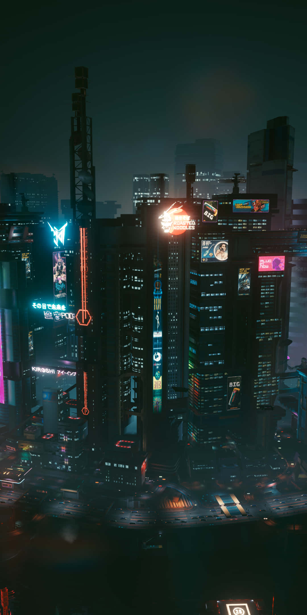 Cyberpunk Night City, neon-lit, cyberpunk cityscape, Full HD Phone Wallpaper