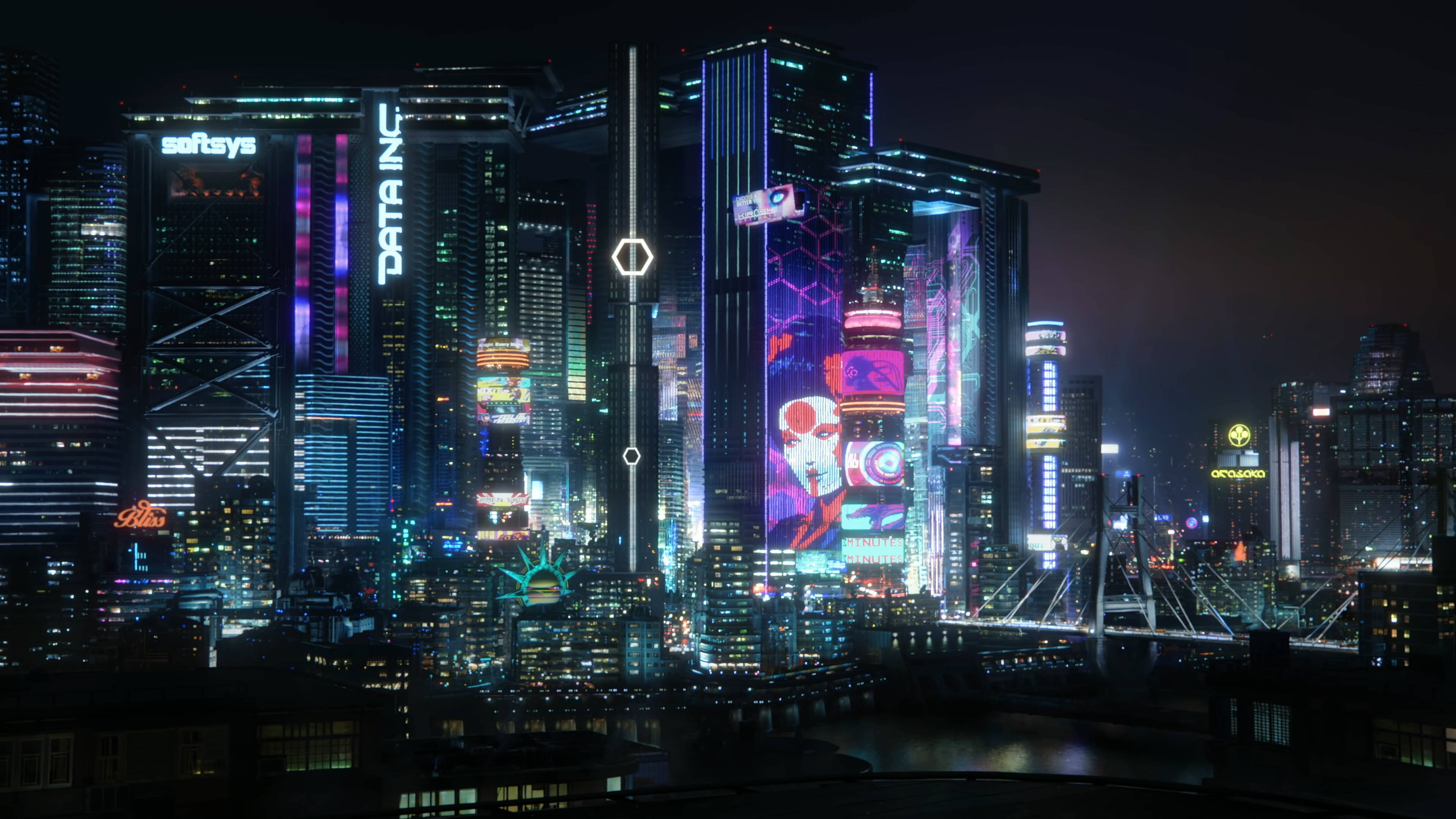 Cyberpunk 2077, Night City, neon-drenched, 4K Desktop Wallpaper
