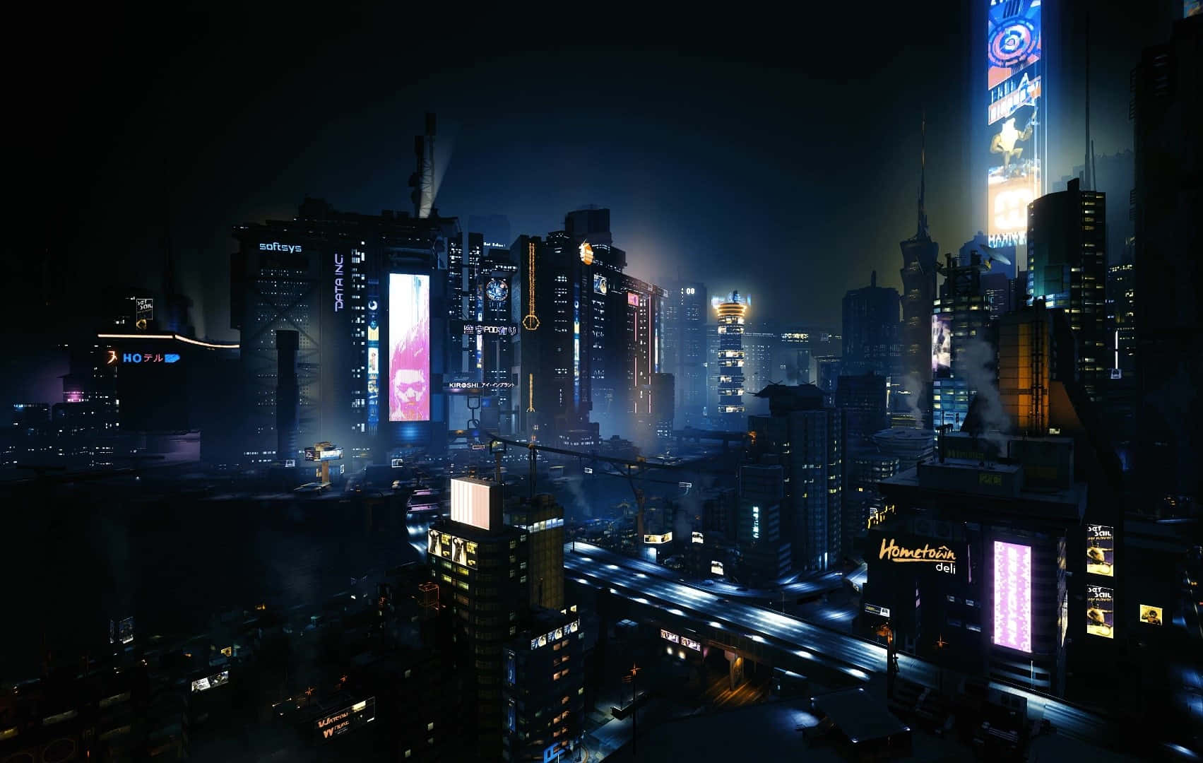Cyberpunk Night City, neon-lit, futuristic cityscape, HD Desktop Wallpaper