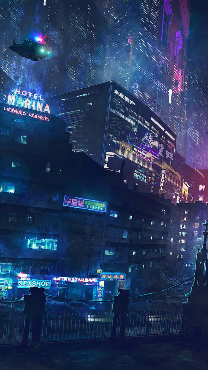 Cyberpunk Cityscape, night, neon-drenched, HD Phone Wallpaper