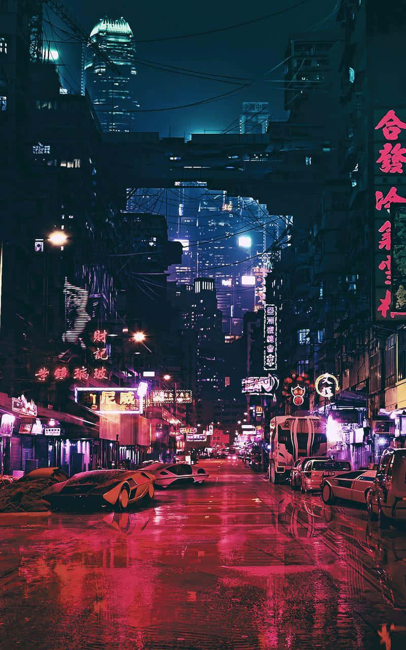 Cyberpunk Cityscape, Night, Rain, HD Phone Wallpaper