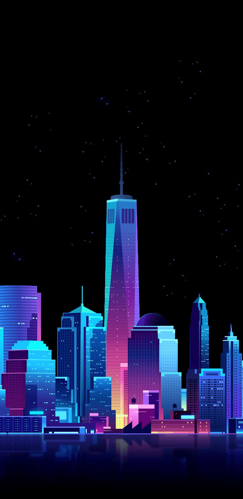 Cyberpunk City Skyline, neon cityscape, glowing skyscrapers, HD Phone Wallpaper