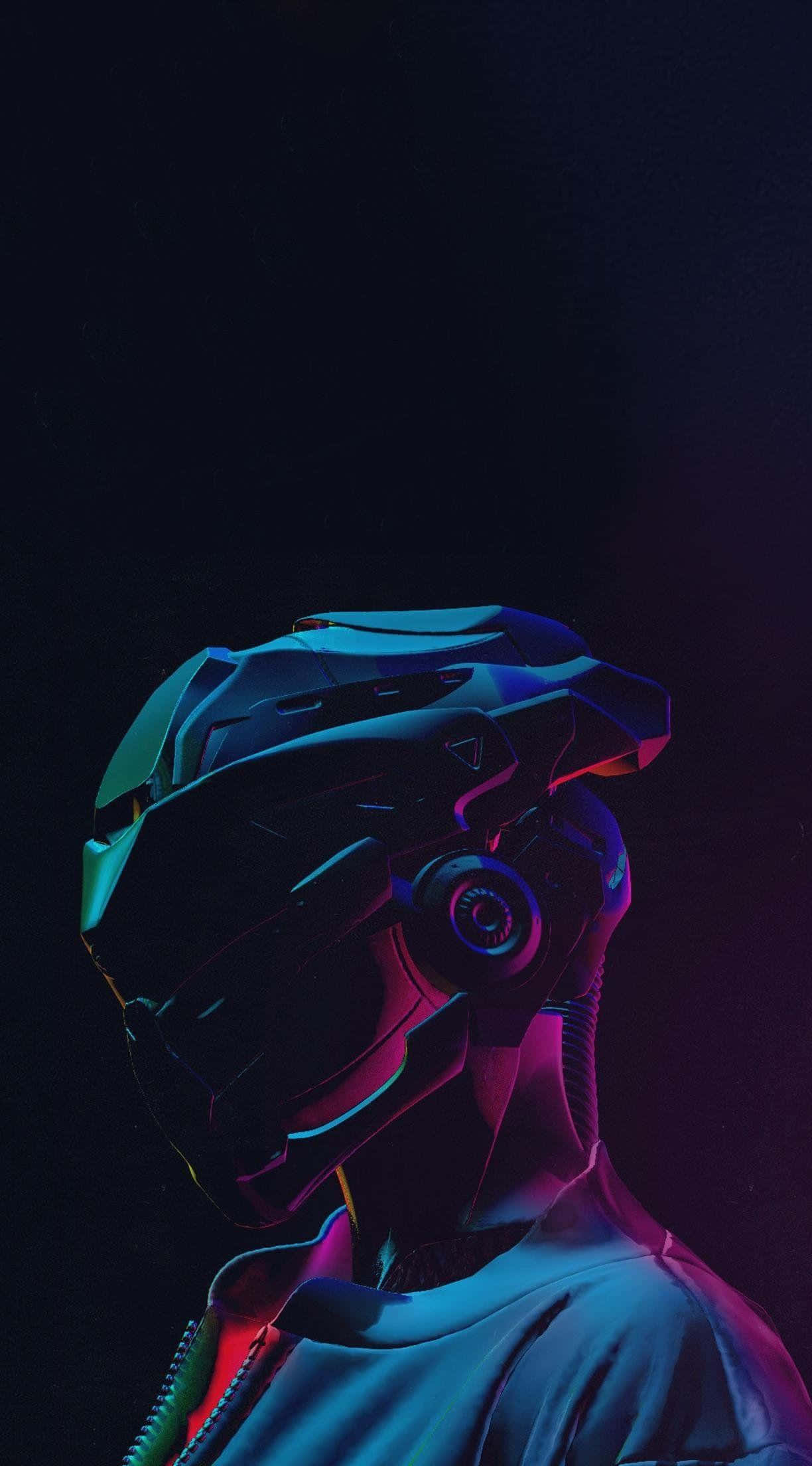 Cyberpunk Style Portrait, neon blue, pink lighting, Full HD Phone Wallpaper