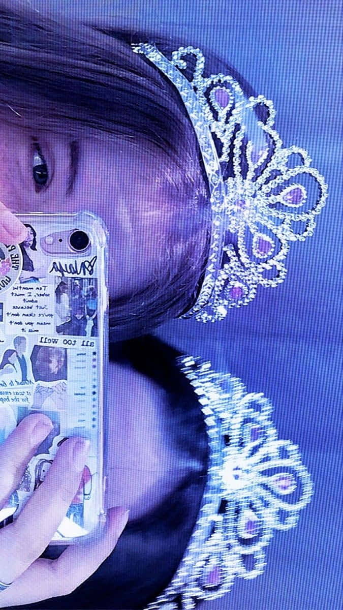 blue cybercore, tiara, glittering tiara, SD Phone Wallpaper
