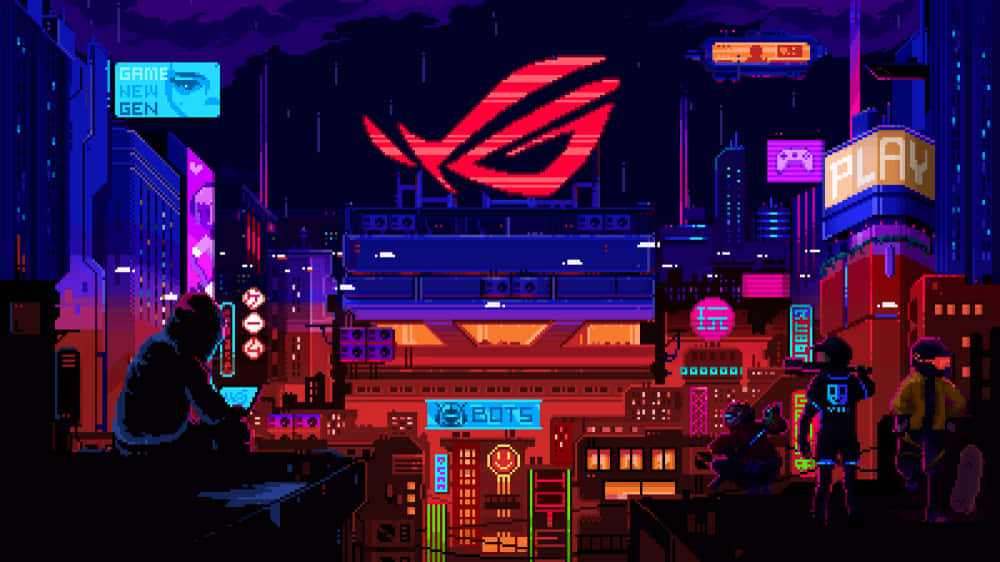 Cyberpunk Pixel Art, pixel-art cityscape, night, SD Desktop Wallpaper