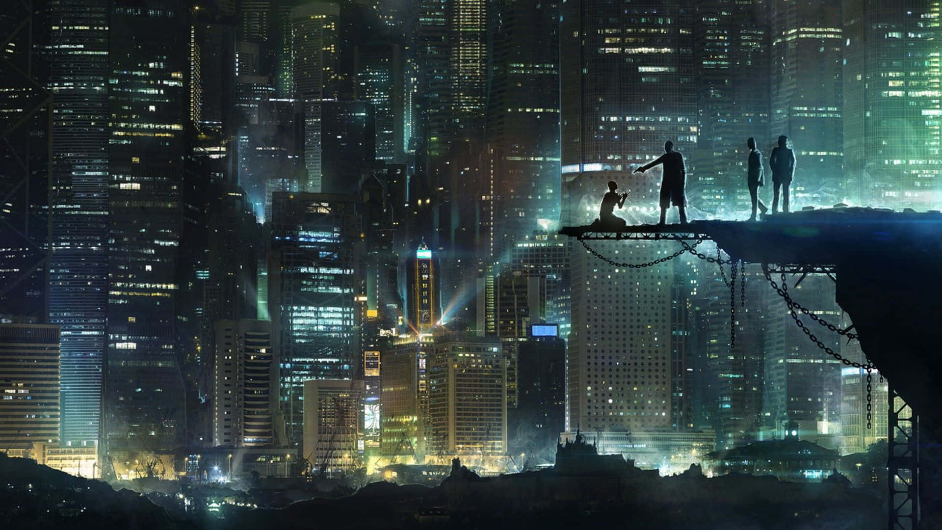 Cyberpunk Pixel Art, neon-lit futuristic cityscape, night, Full HD Desktop Wallpaper