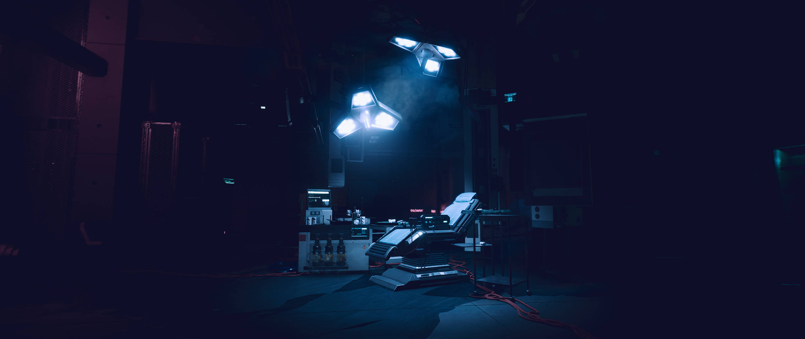 Cyberpunk, ultrawide, cyber surgery room, 2K Desktop Wallpaper