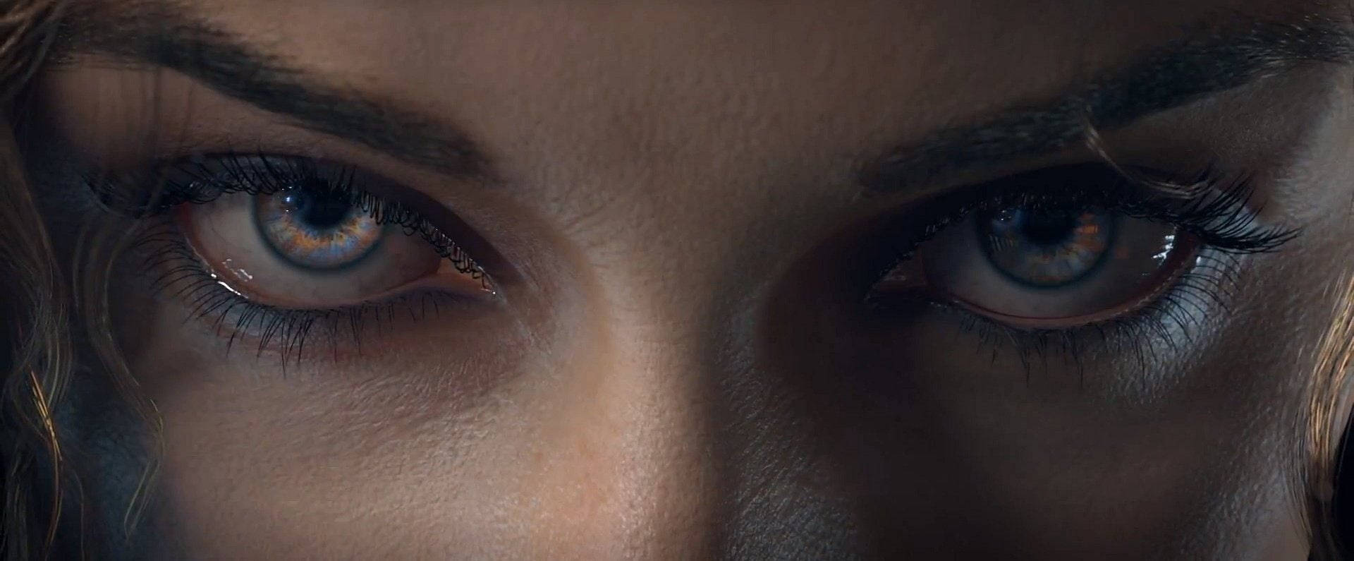 Ultrawide, Cyberpunk, blue eyes, Full HD Desktop Wallpaper