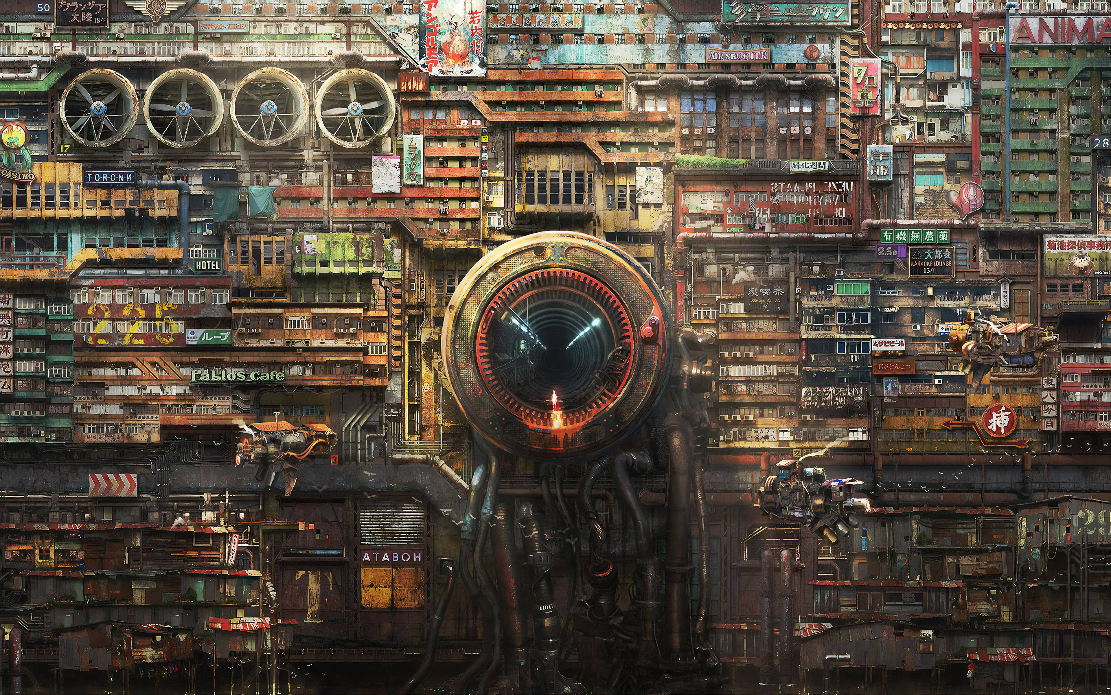 3840x2160 monitor, cyberpunk megacity, neon signs, 4K Desktop Wallpaper