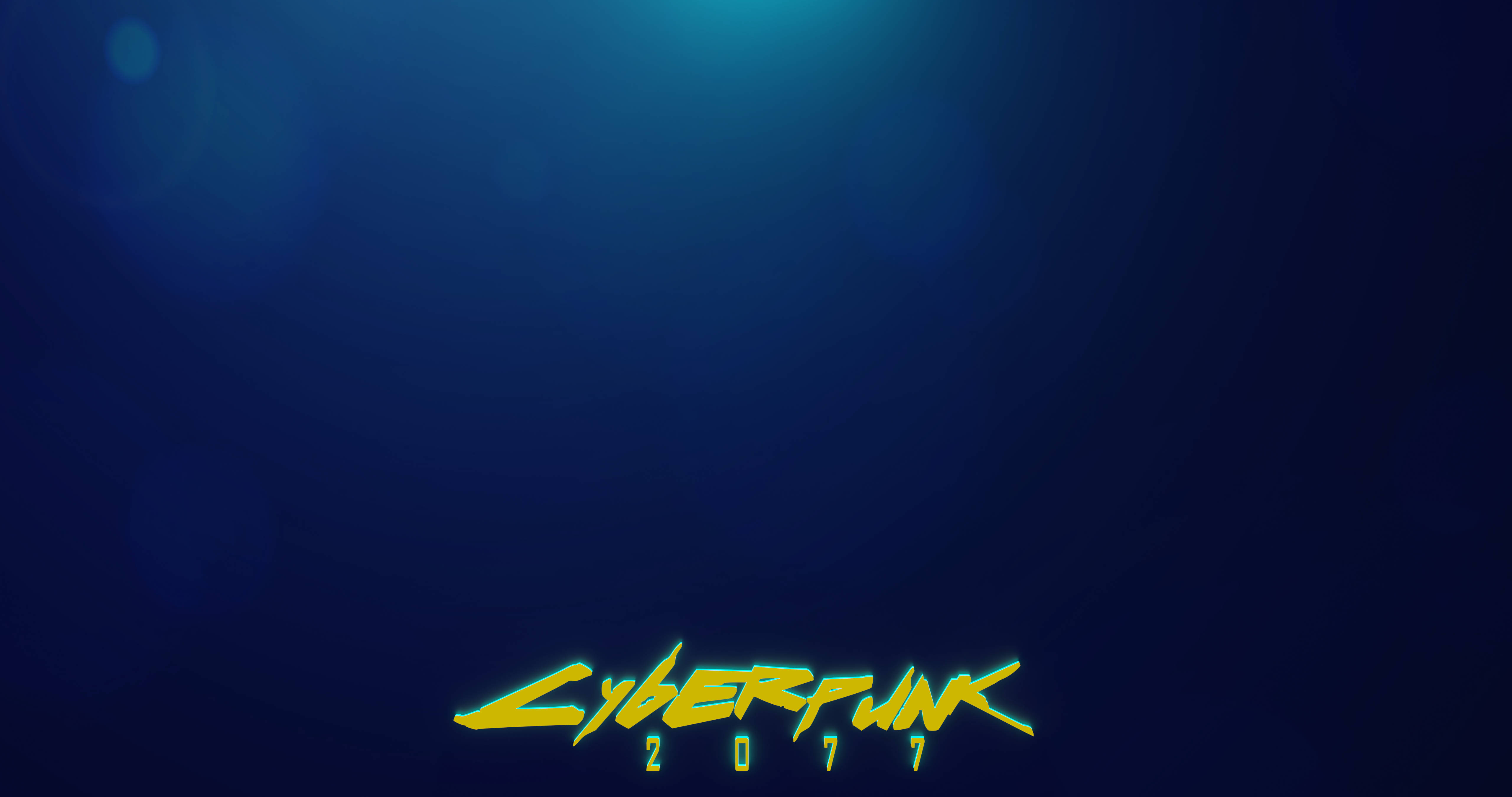 Cyberpunk 2077, glowing yellow, deep blue gradient, 5K Desktop Wallpaper