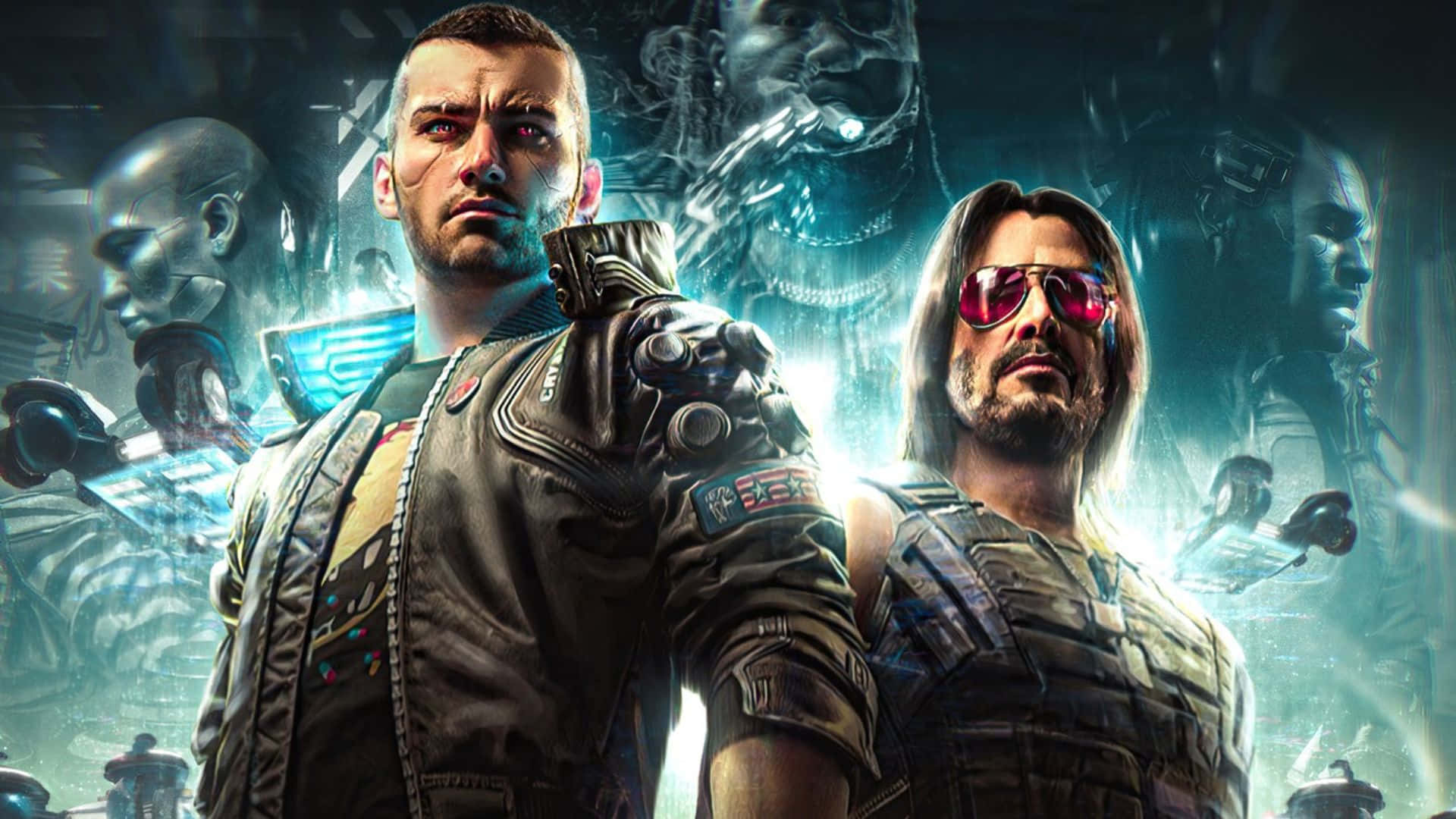 Cyberpunk 2077, protagonists, futuristic armor, Full HD Desktop Wallpaper