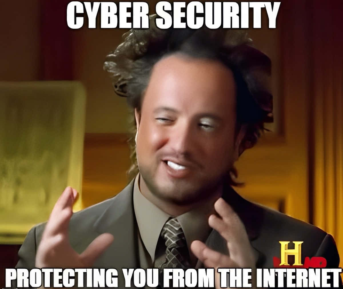 cybersecurity memes, man in suit, wild hair, SD Desktop Wallpaper