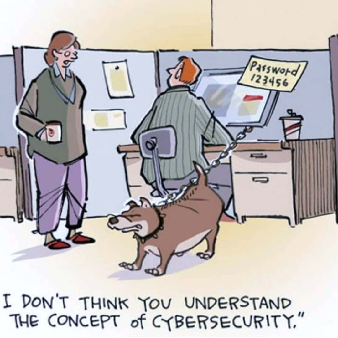 cybersecurity memes, dog on a chain, worker's chair, SD Phone Wallpaper