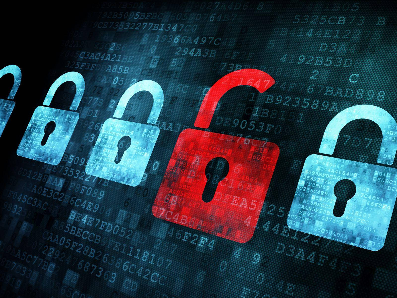 digital padlocks, red broken lock, dark background, HD Desktop Wallpaper