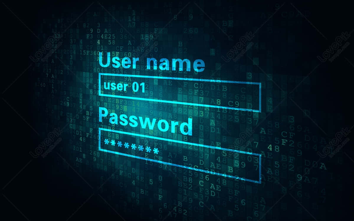 glowing blue digital login screen, username and password fields, dark background, SD Desktop Wallpaper