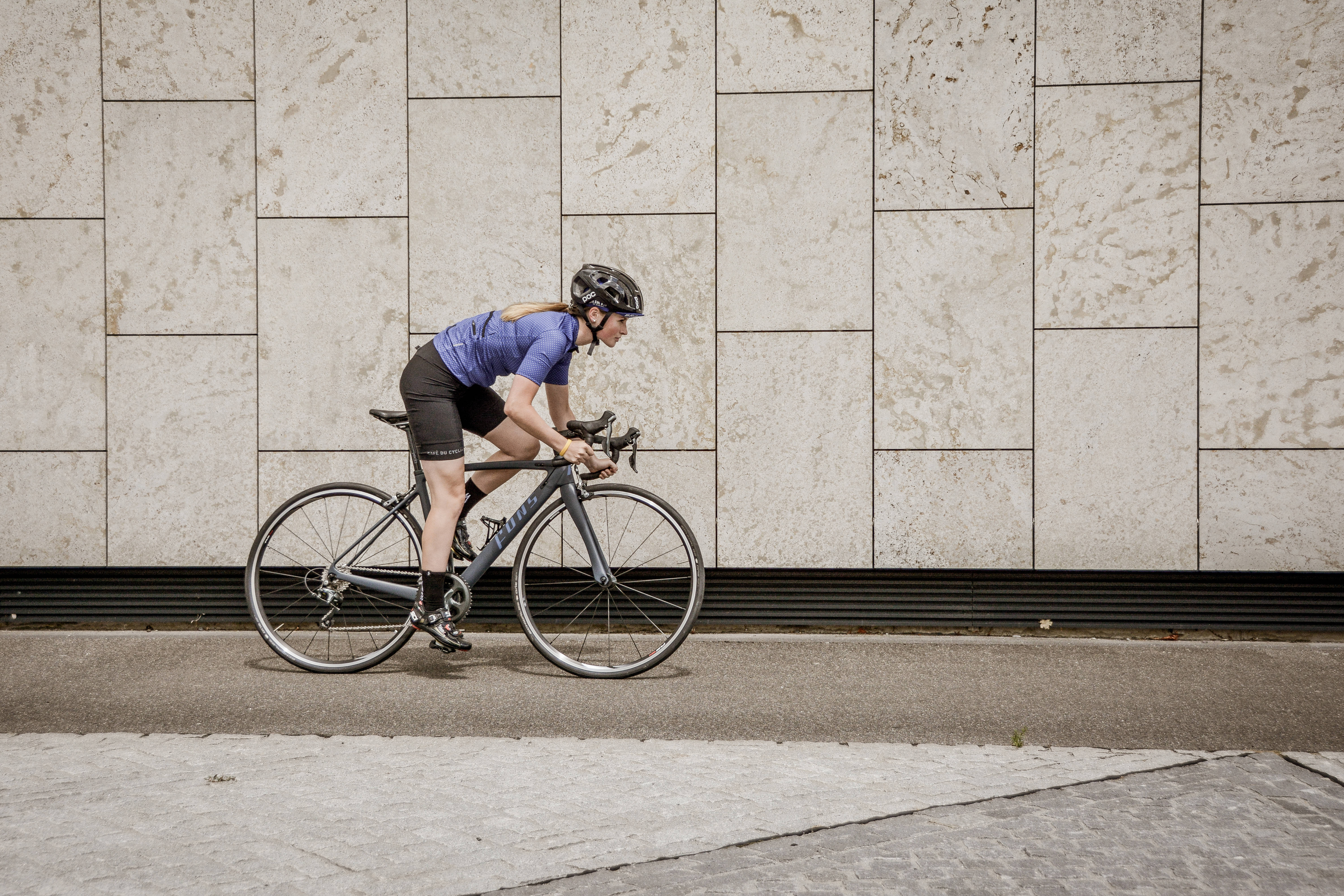 blonde woman, blue gear, sleek road bike, 5K Desktop Wallpaper