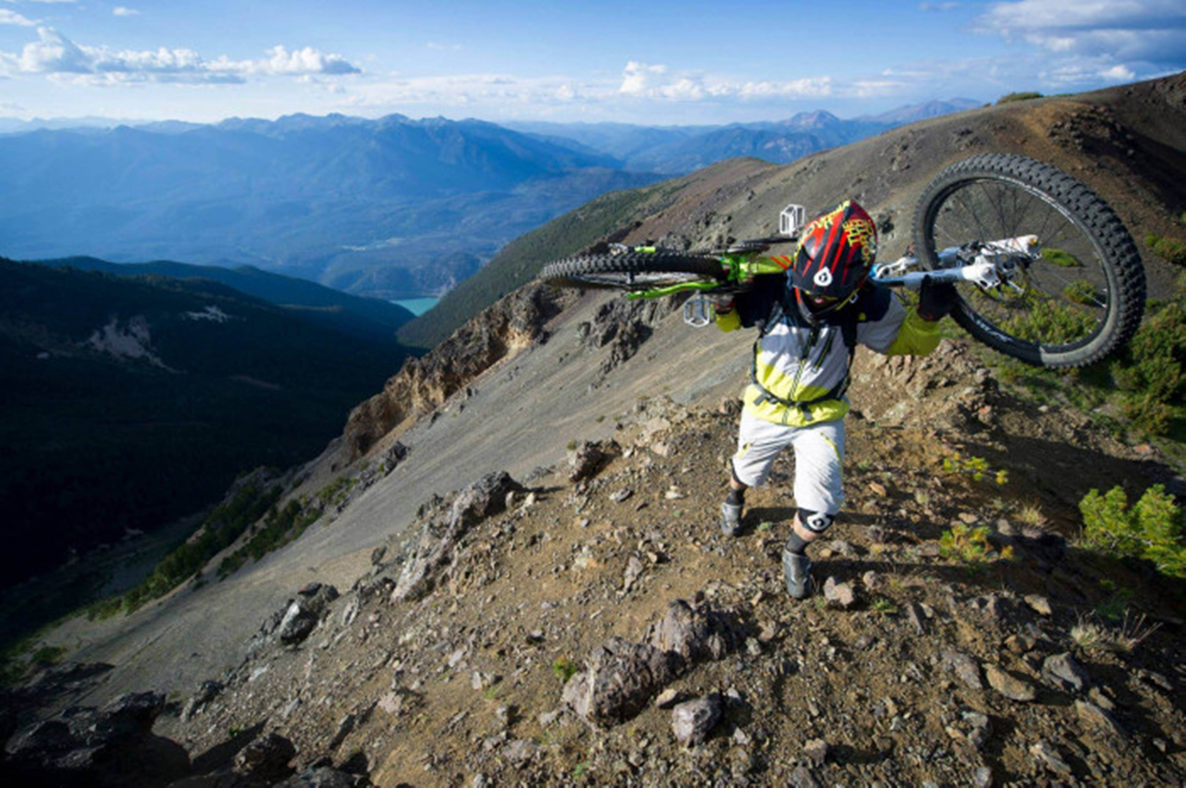 4K mountain bike, rocky ridge, vast valley, 4K Desktop Wallpaper