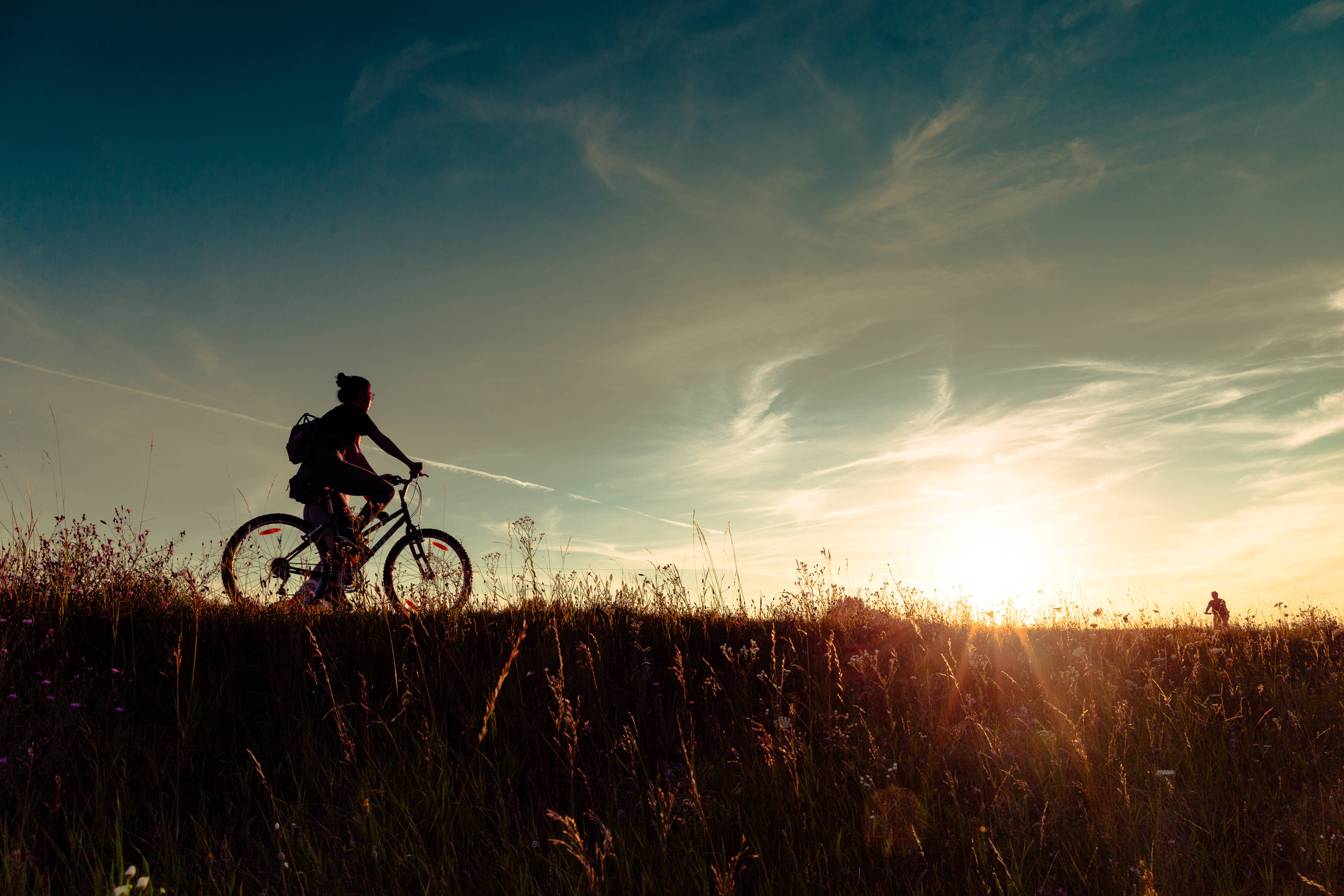 cycling, sunset, mountain bike, 4K Desktop Wallpaper
