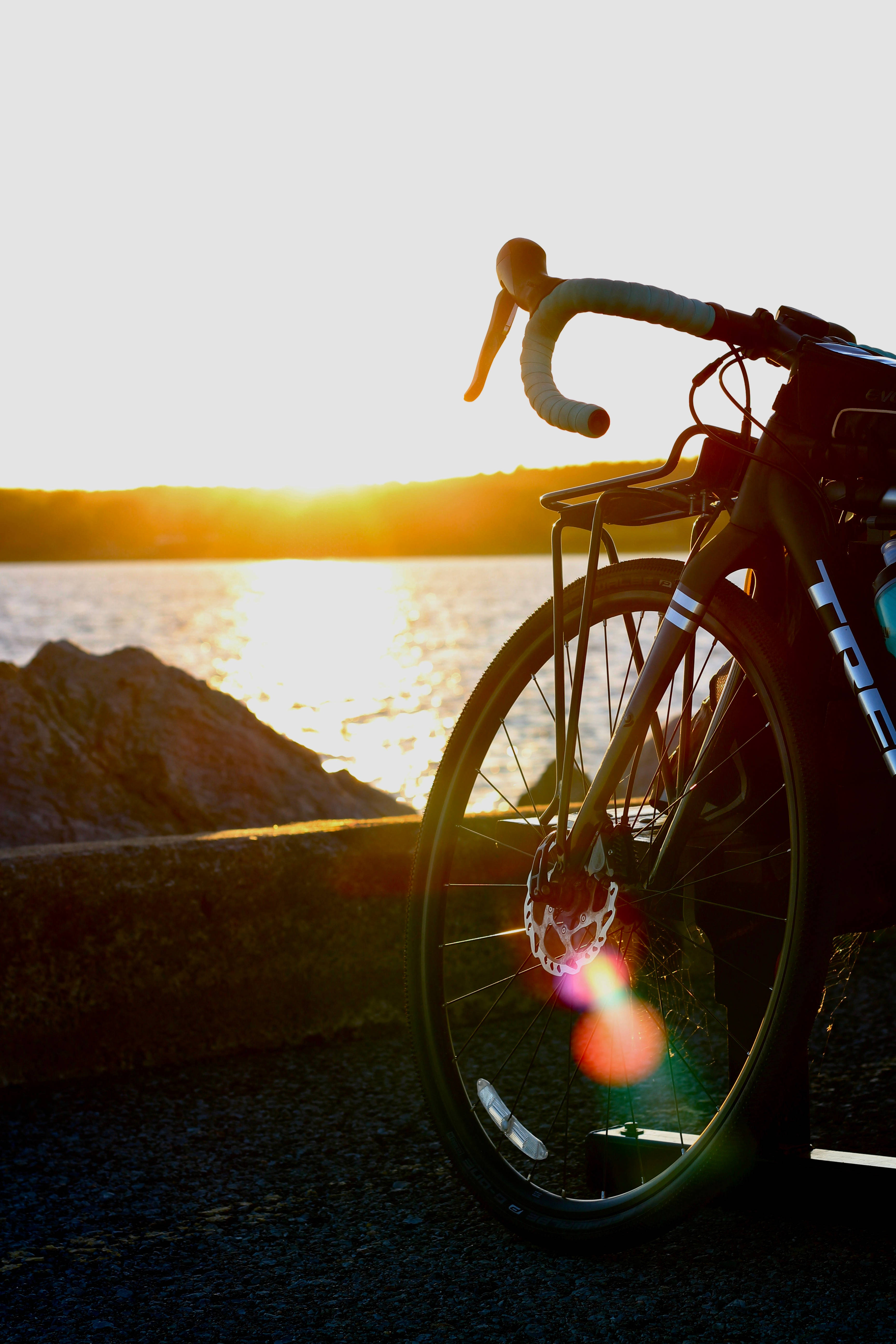 cycling bike, ocean, sunset, 5K Phone Wallpaper
