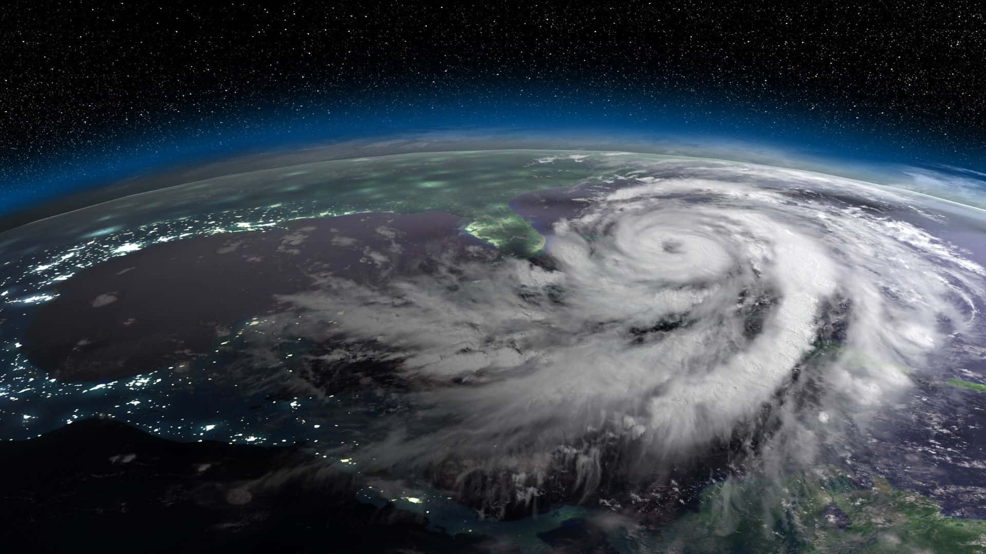 Cyclone, Earth, night, Full HD Desktop Wallpaper