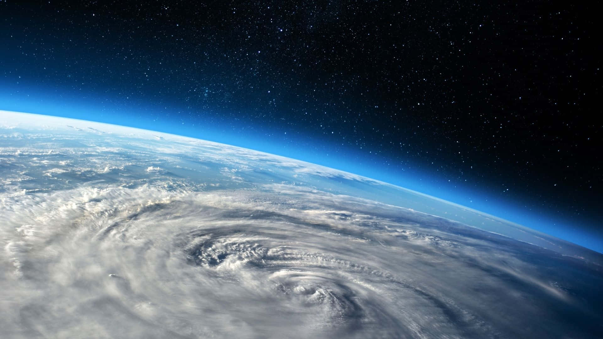 Cyclone, Earth, starry night sky, Full HD Desktop Wallpaper