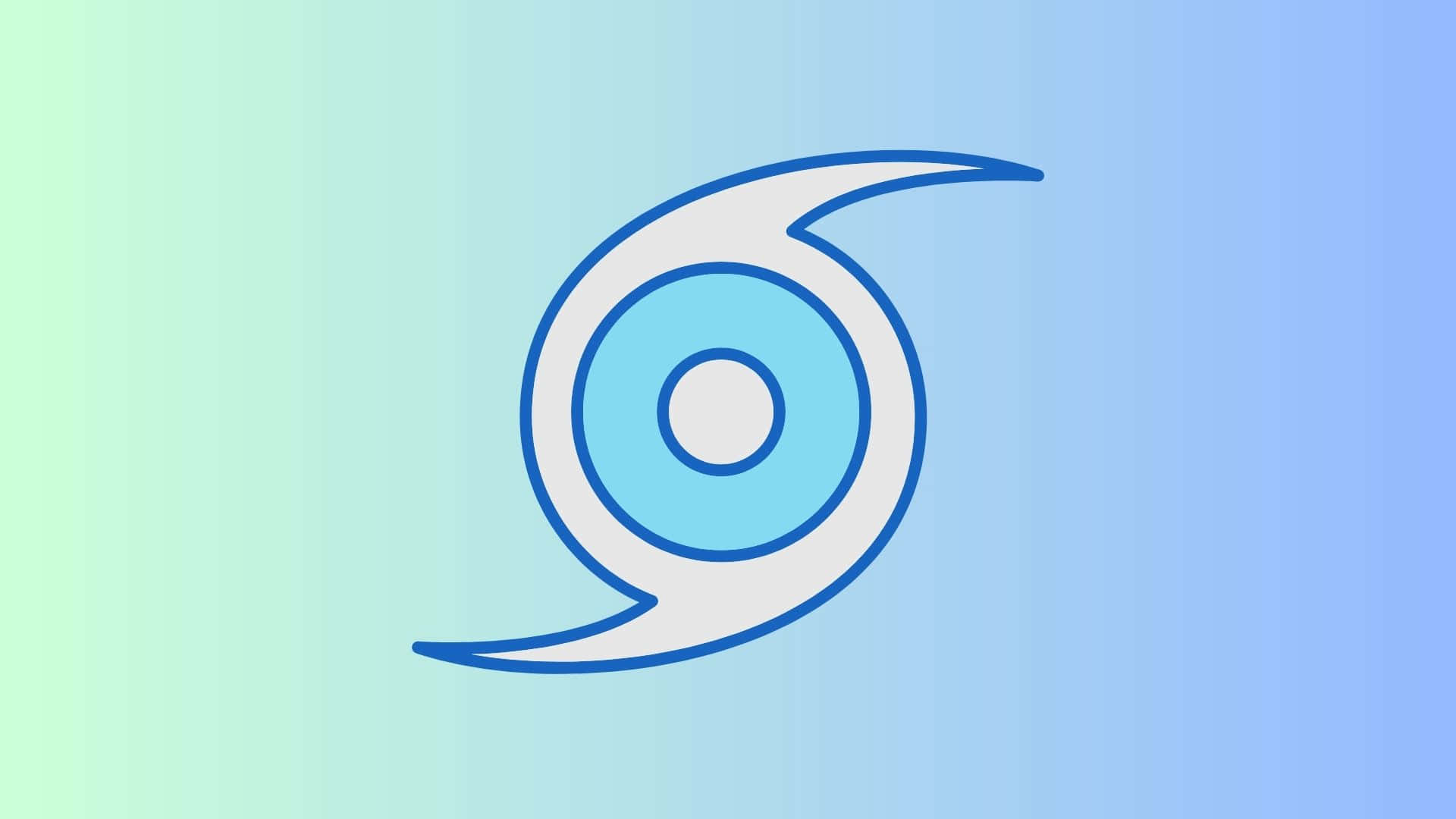 Cyclone, blue outlined hurricane symbol, soft gradient sky background, Full HD Desktop Wallpaper
