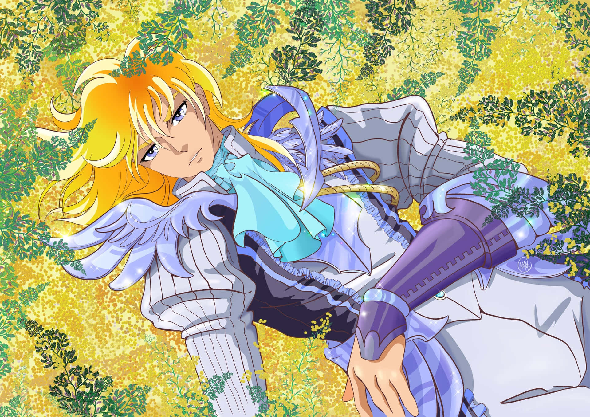 Cygnus Hyoga, anime character, blonde, Full HD Desktop Wallpaper
