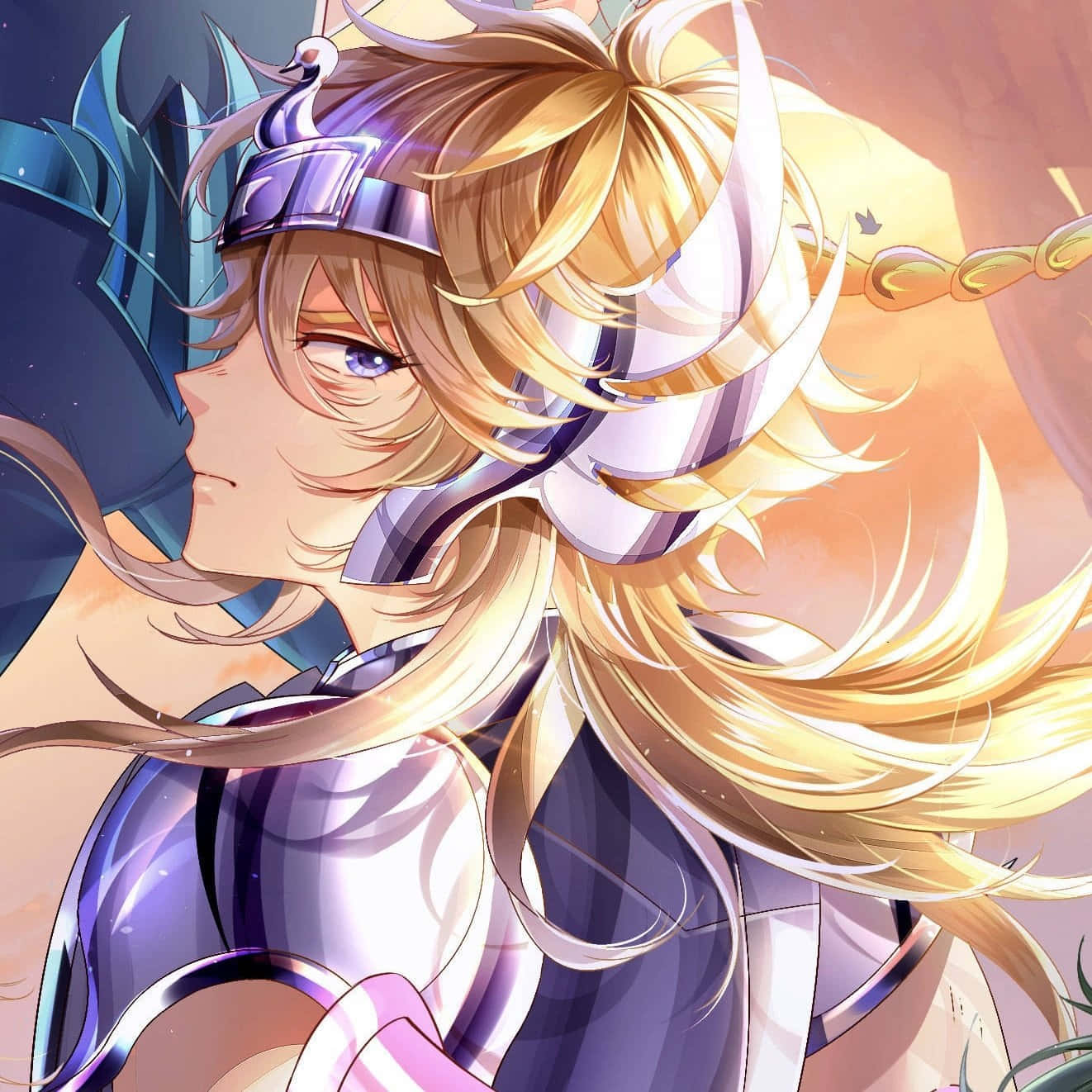 Cygnus Hyoga, anime warrior, golden hair, HD Desktop Wallpaper
