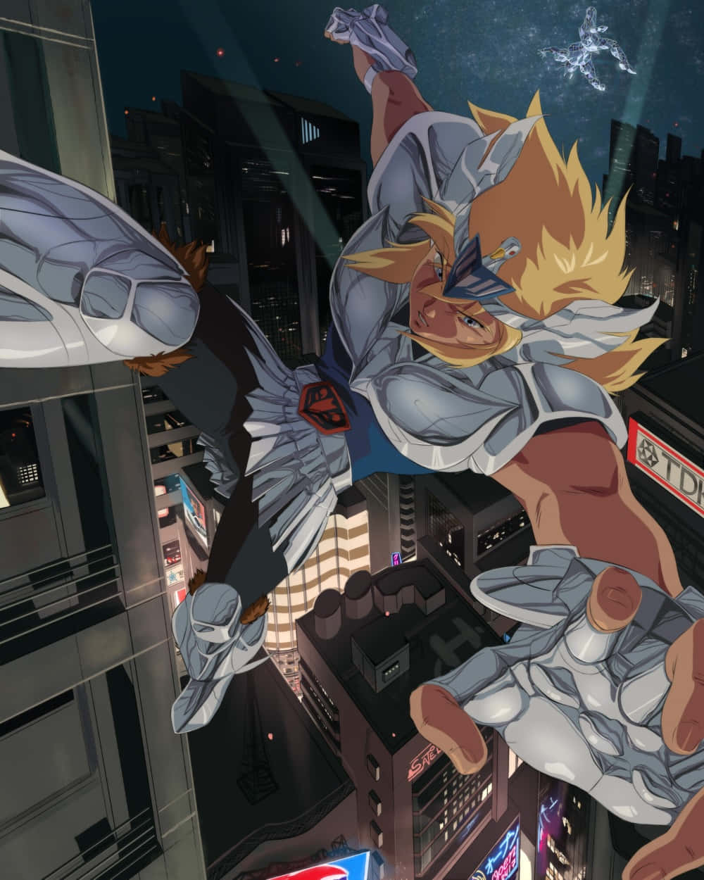 Cygnus Hyoga, golden-haired anime hero, silver armor, SD Phone Wallpaper