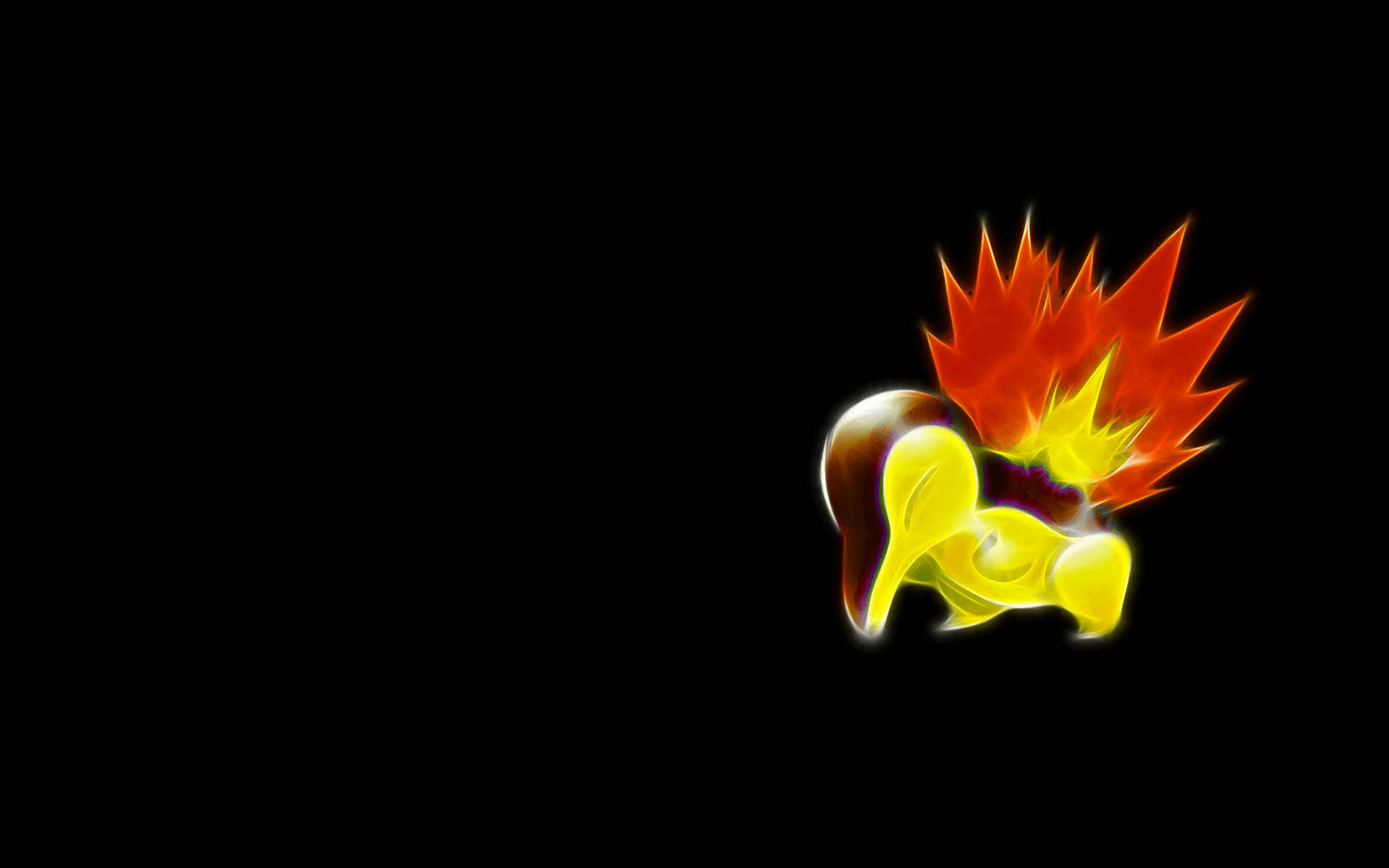 Cyndaquil, glowing yellow and orange flame-like creature, spiky mane, Full HD Desktop Wallpaper