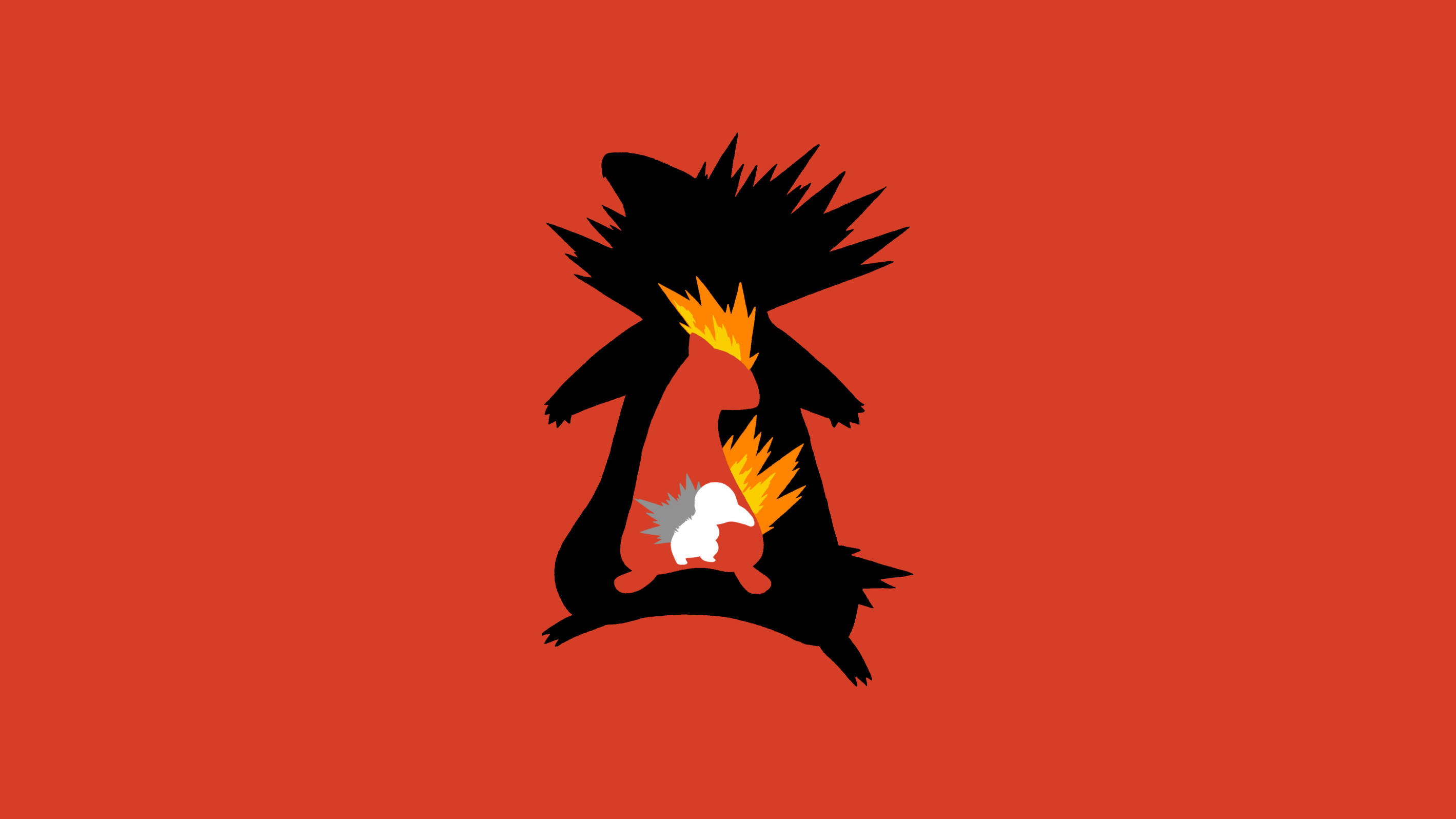 Cyndaquil, black silhouette, spiky creature, 2K Desktop Wallpaper