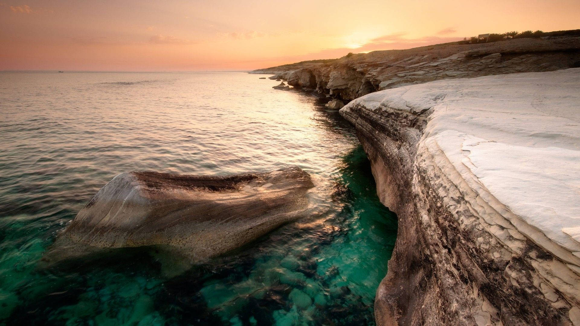 Cyprus, beach, sunset, Full HD Desktop Wallpaper