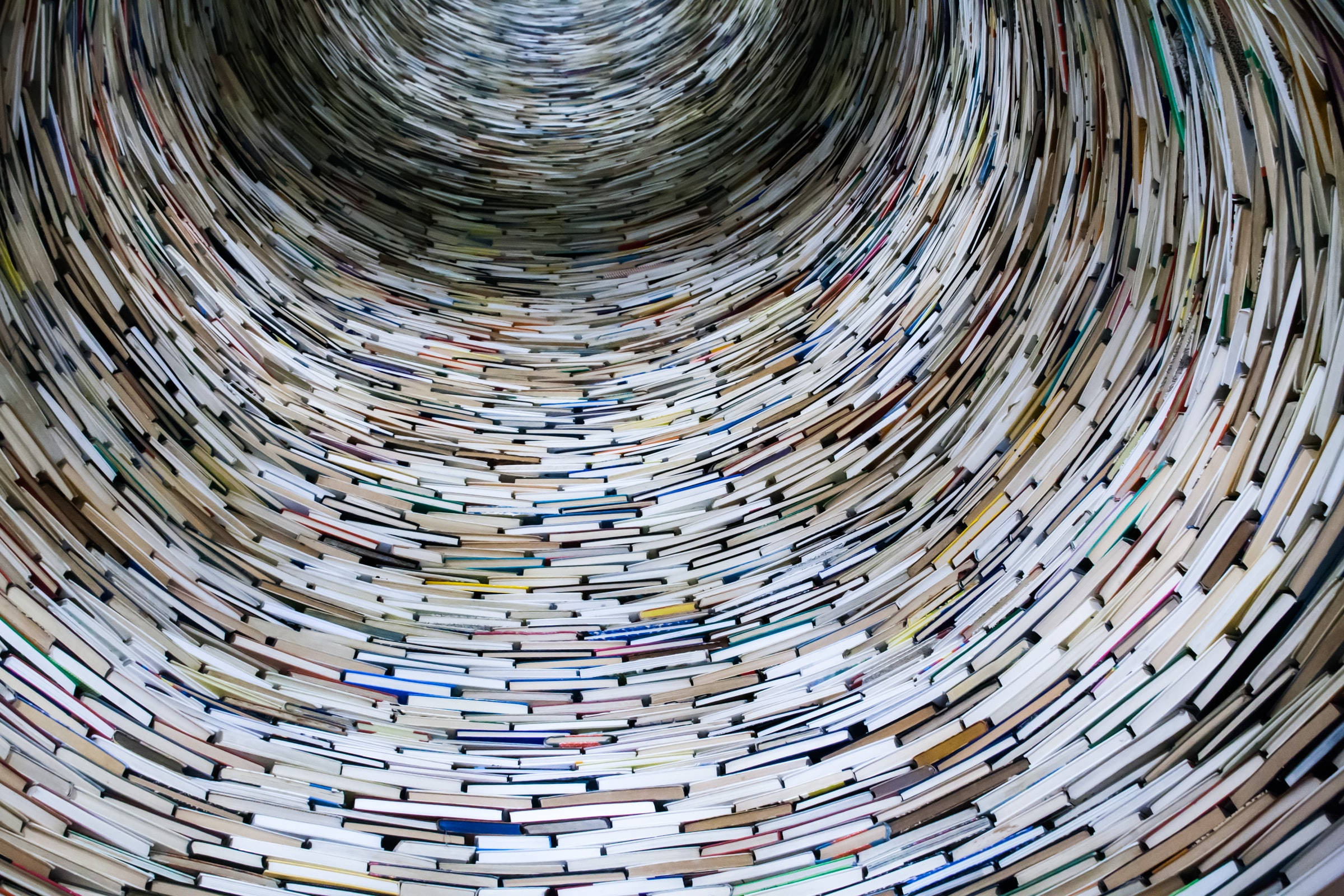 cylindrical book tower, Czech Republic, spiral tunnel, Full HD Desktop Wallpaper