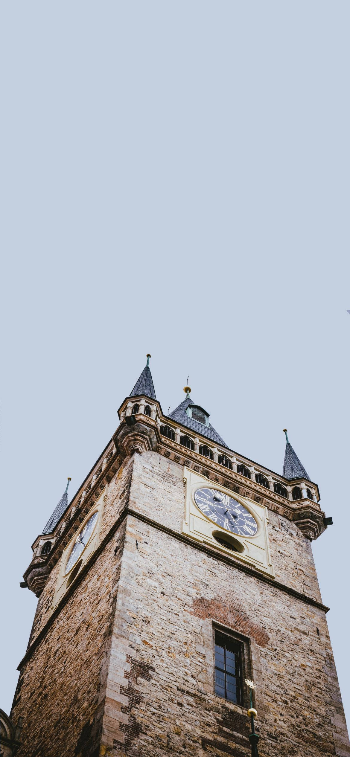 clock tower, Czech Republic, ancient stone clock tower, Full HD Phone Wallpaper